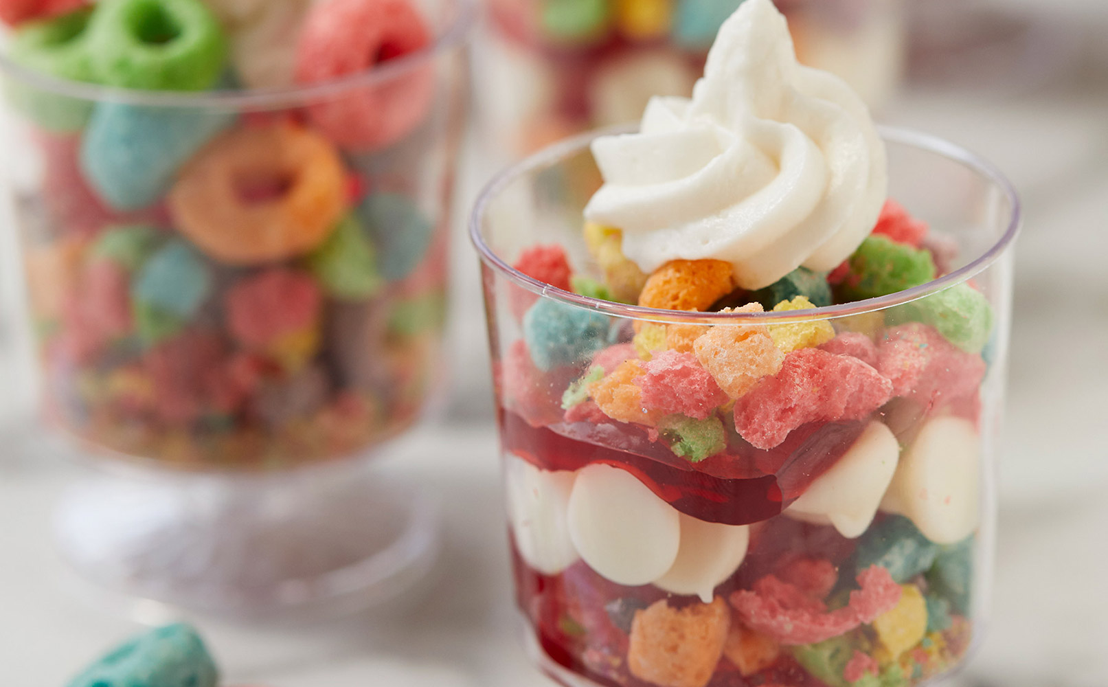 Strawberry Gelatin and Froot Loop Trifle